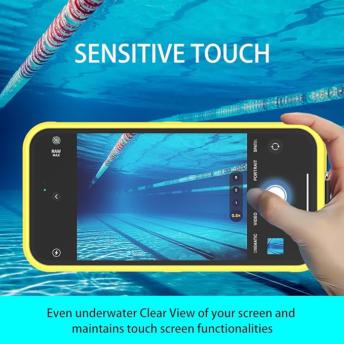 Waterproof Phone Case,Universal Self-Check Function Pouch Dry Bag,Underwater Photo & Video Protective Housing,Pool Beach Travel Essentials Snorkeling Case (Yellow, 6.7 inches)