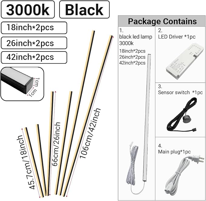 HAMRVL Black LED Recessed Lighting Kit - 6 Pcs DC12V White LED Light with Smart Switch,Adapter,3000k Self-Adhesive Wall Panel Lights for Wood Slat Wall Panels, Headboards,Stairs,Under Cabinet Lighting