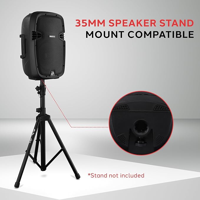 Pyle Powered Active PA System Loudspeaker Bluetooth w/ Microphone 8-Inch Bass Subwoofer Stage Speaker Monitor Built-in USB for MP3 Amplifier DJ Party Portable Sound Equipment Stereo Amp Sub PPHP837UB