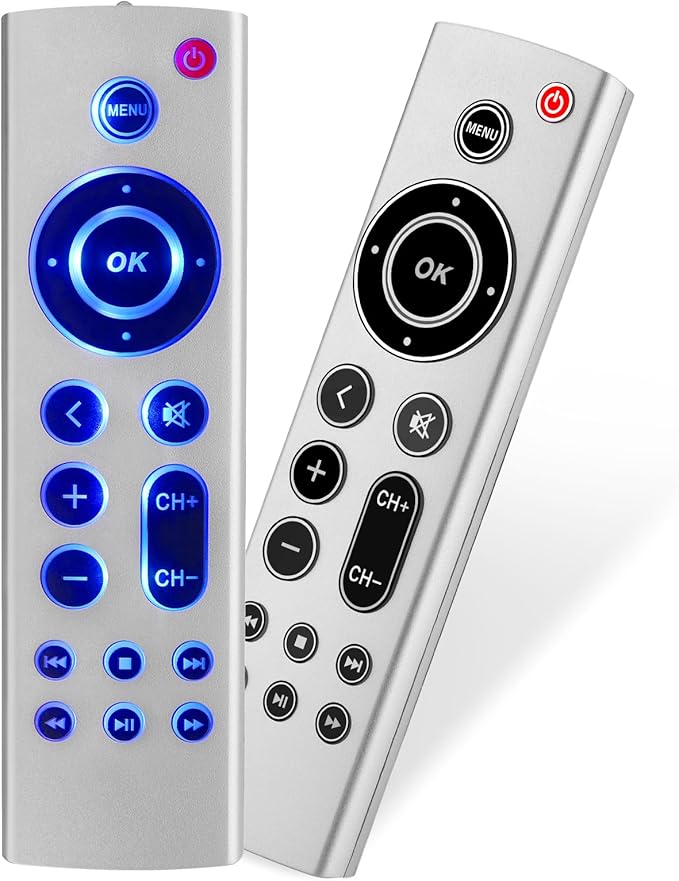 (Pack of 2) Universal Replacement Remote for Apple TV 4K/ Gen 1 2 3 4/ HD A2843 A2737 A2169 A1842 A1625 A1427 A1469 A1378 A1218, No Voice No Siri with Blue Backlight