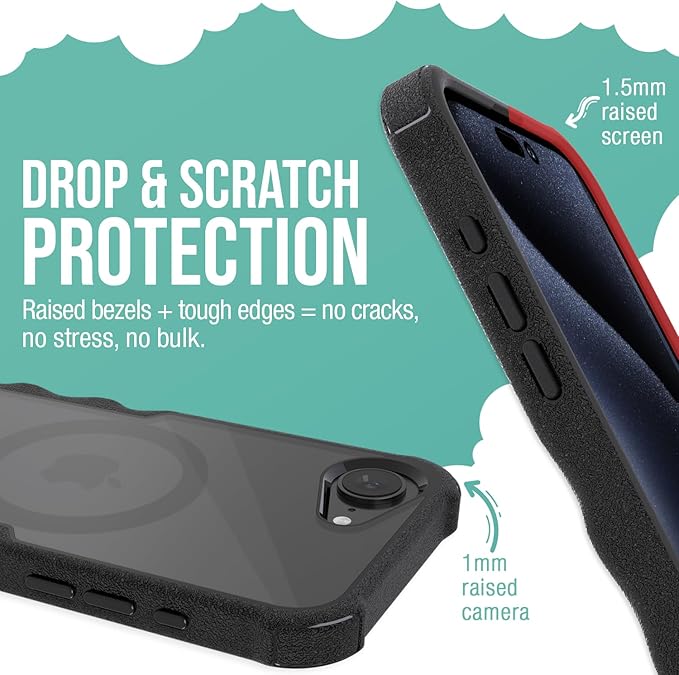 Smartish iPhone 17e/16 MagSafe Case + 2-Pack Tempered Glass Screen Protector Bundle - Gripzilla + Tuff Sheet - Protective Magnetic Case with Screen Protection - Clearly Black