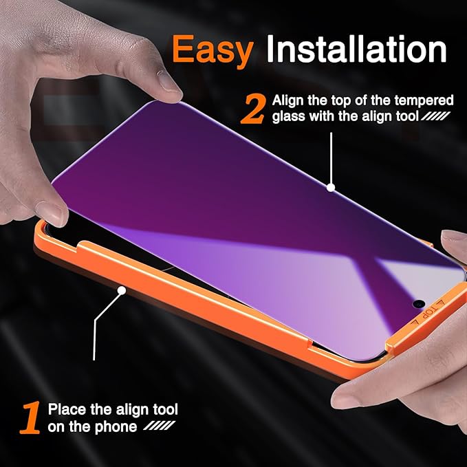 Milomdoi 3 Pack Gradient Colorful Privacy Screen Protector for iPhone Air [Anti-Blue Light Private Film for 17 Air], 3 Pacs Camera Lens Protector Accessories, Case Friendly, Tempered Glass,Purple