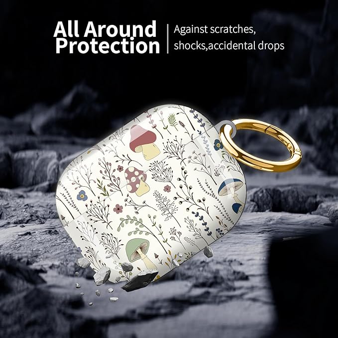 Compatible with AirPod Pro 3 (2025),Cute Case Cover for Women & Men, Full Protection Shockproof Hard Case with Keychain, Wireless Charging Case Accessories(Colorful Wild Plants Fungus)