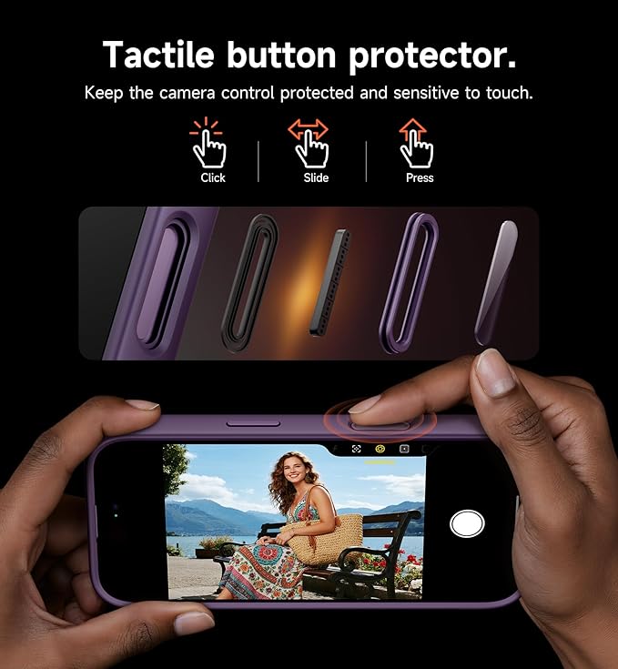 SURITCH for iPhone 17 Pro Max Case with Camera Control Cover, Camera Cover and Adjustable Kickstand, Compatible with MagSafe, Shockproof Bumper Protective Cases 6.9 Inch, Dark Purple