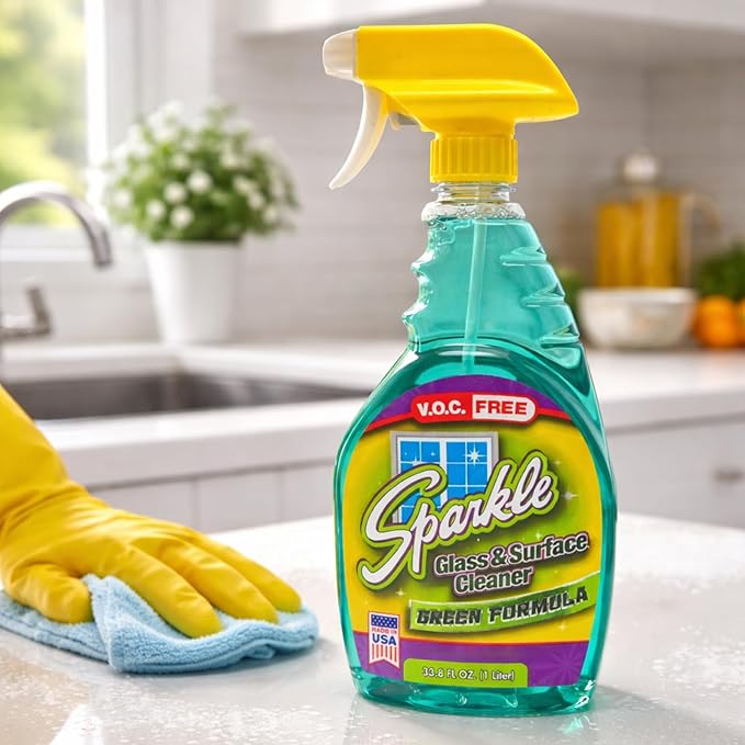 Sparkle Glass & Window Cleaner Spray, VOC-Free Eco Formula, Streak-Free Finish for Windows & Mirrors, 33.8 fl oz (Pack of 2)