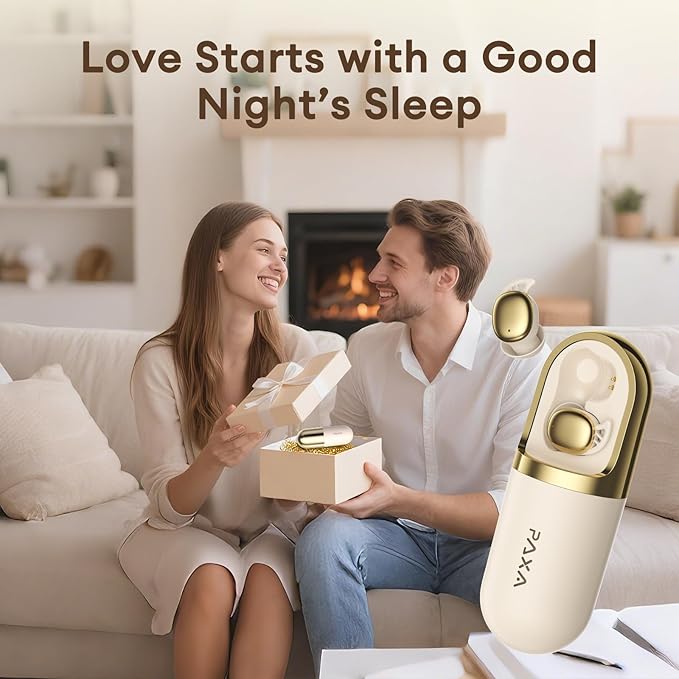 PAXA Sleep Headphones for Side Sleepers, Sleep Invisible Earbuds with Vibration Charging Case Wireless Bluetooth 6.0, Soft Silicone Mini Earbuds for Sleeping, Snoring Noise Isolation, S13 Beige