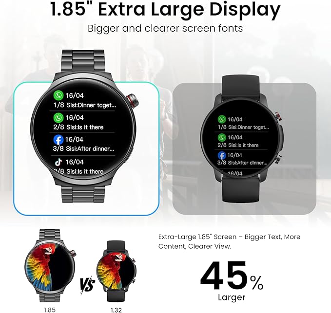 Smart Watches for Men, 120-Day Battery with 1000mAh Charging Case, 1.85" Ultra Large Display, Military Smart Watch Answer/Make Calls, 24/7 Heart & Sleep Monitor, Compatible with Android & iOS