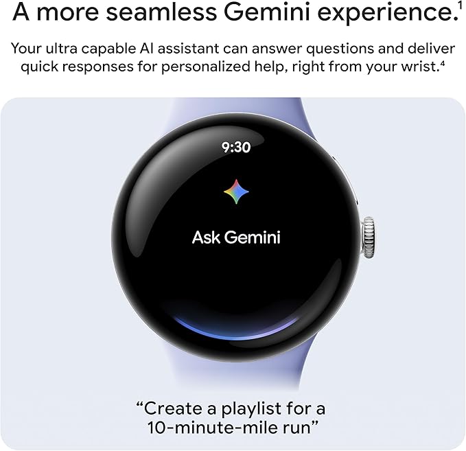 Google Pixel Watch 4 (41mm) - Android Smartwatch with Heart Rate and Sleep Tracking - 30-Hour Battery - Fitness Tracking - Google AI - Polished Silver Aluminum Case - Porcelain Active Band - Wi-Fi