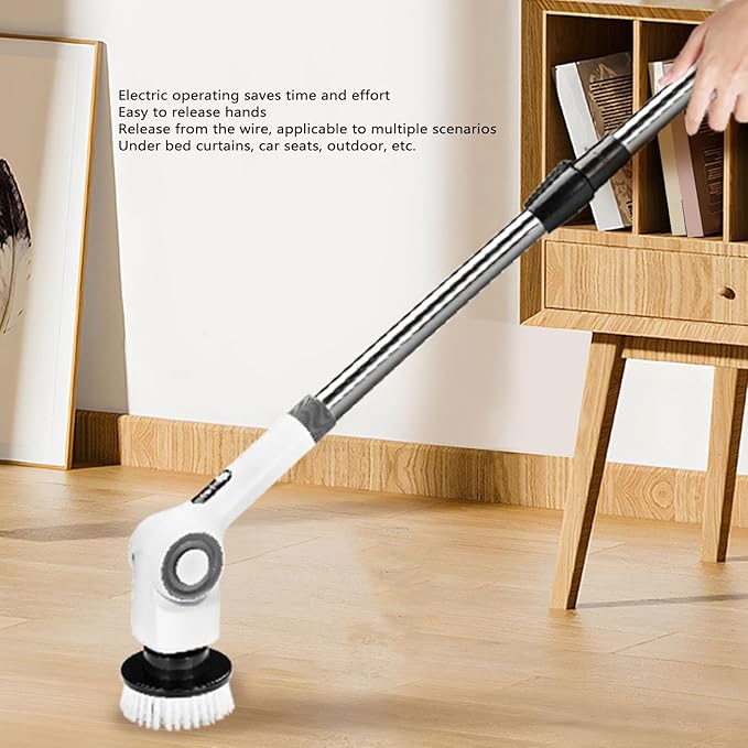 Electric Spin Scrubber Cordless | IPX7 Water - Safe with 7 Brush Heads | 3 Speed Scrubber for Bathroom Tile/Kitchen Sink/Grout Care | 100 Min Runtime, LED Display
