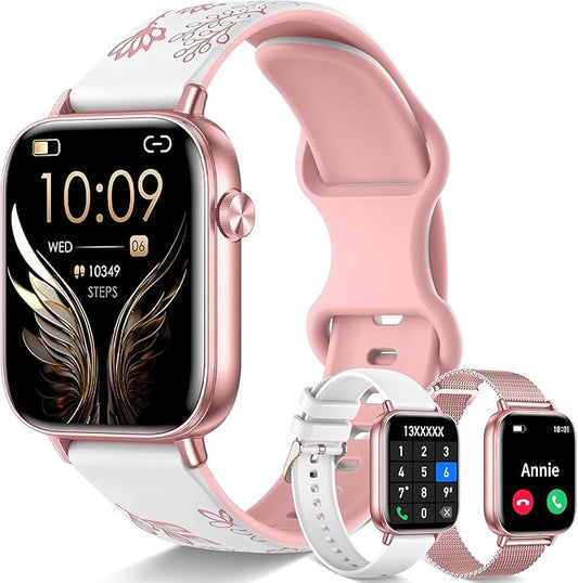 1.83'' Smart Watch for Women with Bluetooth Call (Answer/Dial), Activity Fitness Tracker with 100+ Sport Modes Heart Rate/Sleep Monitor Pedometer, Women Smartwatches Compatible Android Phone iPhone