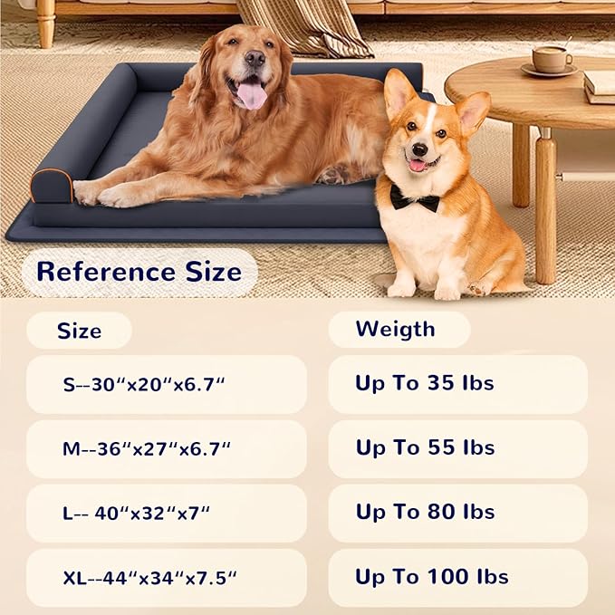 Medium Dog Bed Chew Proof Pet Beds Orthopedic Memory Foam, Waterproof Dog Couch Washable with Anti-Slip Mat (Blue)