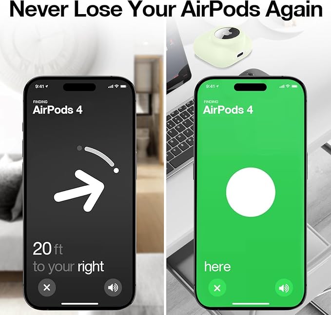 2 in 1 Silicone Case Compatible with AirPod 4 and AirTag 2/1, Shockproof Protective Skin Cover for AirPods 4th Generation with Cleaner Kit & Carabiner (Glow Green)