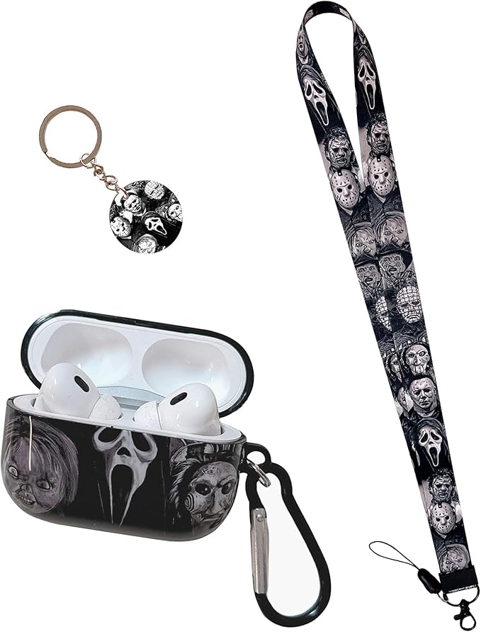 Cool Scream Pattern Pro 3rd Generation Case 2025 with Durable IMD Printing Technology and PET Layer，with Horror Keychain Clip Carabiner and Lanyard，Designed for Those who Like Thrilling Horror Themes