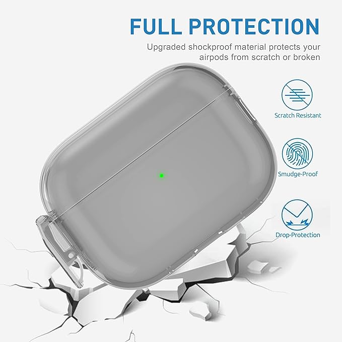 Valkit Compatible Airpods Pro 2 Case Clear with Lock, Shockproof AirPods Pro 2nd/1st Generation Case Soft Transparent Protective Cover with Lanyard iPods Pro 2 Skin for Airpods Pro 2nd/1st Gen