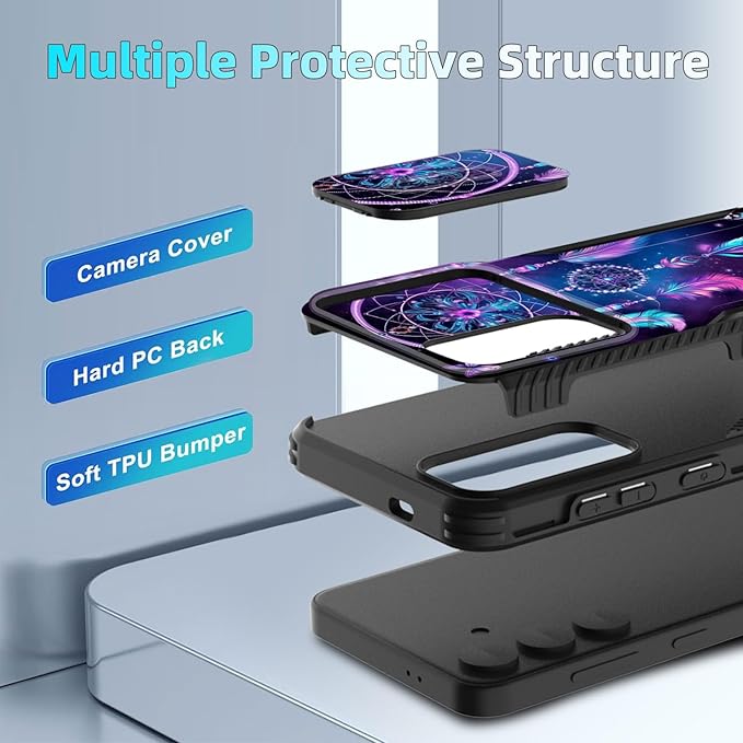 for Galaxy S25 Plus Case Built in Slide Camera Lens Cover,Heavy Duty Shockproof Protection Dual Layer Case for Samsung Galaxy S25 Plus 6.7" 2025,Butterfly Dream Catcher