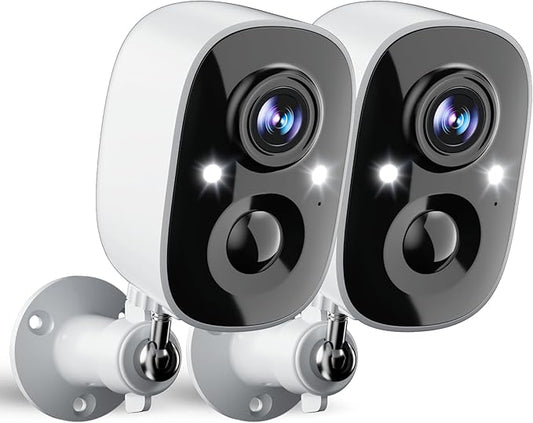 Security Cameras Wireless Outdoor, 2.5K WiFi Battery Powered Cameras for Home Security with AI Motion Detection, Color Night Vision, IP66 Weatherproof, 2-Way Audio, SD/Cloud Storage, 2-Pack