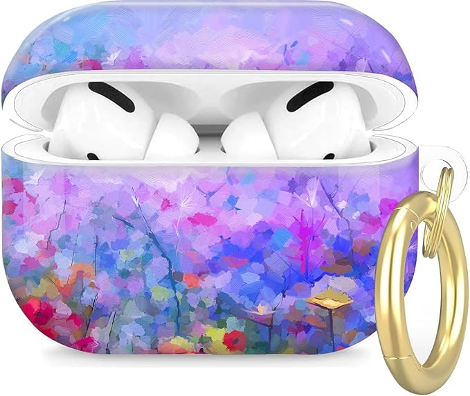 Compatible with Airpod Pro 2nd/1st Generation,Full Protection Cover for Women,Accessories Hard Case Portable & Shockproof for Airpod Pro 2nd Charging Case 2023/2022/2019(Abstract Watercolor Flowers)
