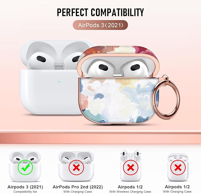 Maxjoy for AirPods 3rd Generation Case, Unique Design Hard Protective Shockproof Airpods 3 Cover with Keychain Compatible with Apple AirPods 3rd Charging Case for Women Men,Colorful Graffiti Lanyard