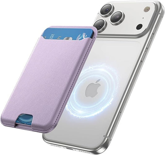 for MagSafe Wallet, 3 Cards Holder, Slim Magnetic Phone Wallet for iPhone 17/16/15/14/13/12 Pro Max Plus Air Series,RFID Blocking Vegan Leather,Purple