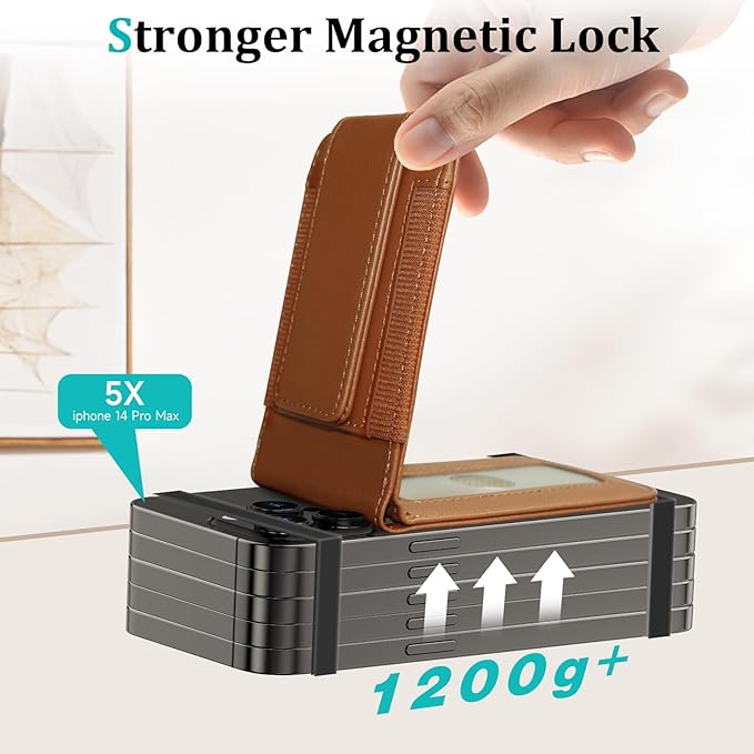 for MagSafe Wallet, Magnetic Phone Wallet with Adjustable Stand & Money Clip, Detachable Magnetic Wallet for iPhone 16/15/14/13/12 Pro Max Plus, 10+ Cards Holder