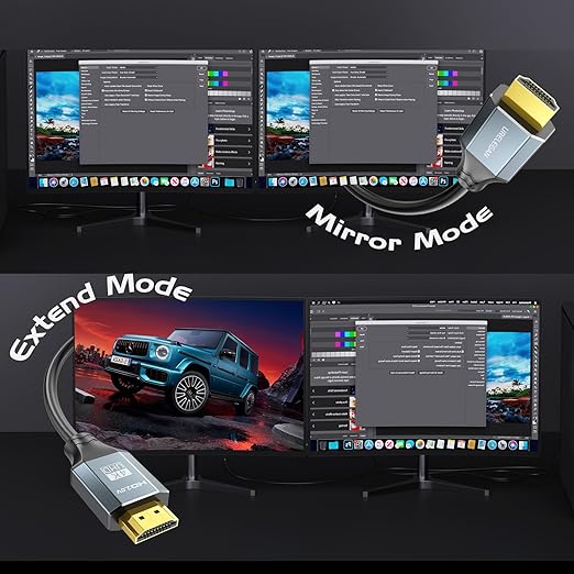 HDMI Cable 3FT 2-Pack, High Speed CL3 Rated Shielded HDMI 2.0 Cable Support 4K, 2K, Ethernet/ARC, 3D, HDCP 2.2 for KVM, Splitter, Switcher, Docking Station, Roku, Computer, Monitor,TV