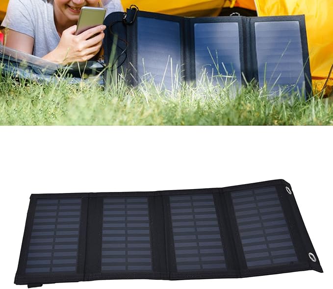 Plplaaoo 20W Folding Solar Panel – Portable Solar Charger for Camping and Hiking with USB Output, Lightweight Solar Panel for Phone & USB Devices, 2A Fast Charge, for Outdoor Travel & Emergency Use