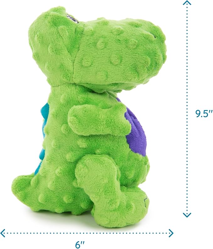 FurHaven Orthopedic Dog Bed & goDog Toy - Squeaky Plush Dino with Chew Guard Technology for Large Dogs - Two-Tone Plush Faux Fur & Suede L Shaped Chaise - Espresso, Jumbo/XL