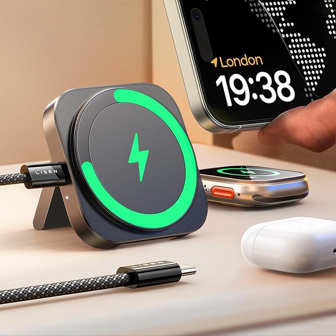 Magnetic Wireless Charger Stand for iPhone Adjustable Charging Dock for iPhone 12 and Later