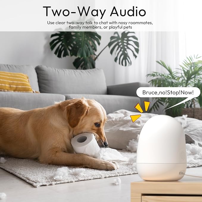 Rraycom 2Pack 2K Security Camera Indoor 5G/2.4 GHz Wi-Fi, Baby Monitor Pet/Dog Camera 360-Degree for Home Security, Smart Motion Tracking, 24/7 Live View, Night Vision, Compatible with Alexa