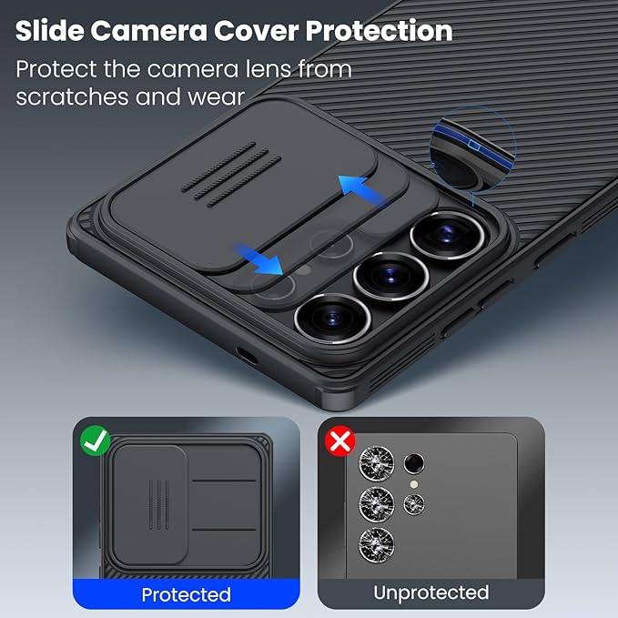 Nillkin Galaxy S25 Ultra Case, CamShield Pro for Samsung Galaxy S25 Ultra Case with Slide Camera Cover, S25 Ultra 5G Slim Phone Case 2025 6.86'' (Black)