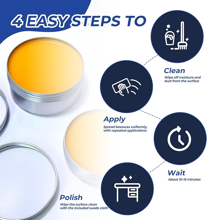 Beeswax Furniture Polish,Wood/Leather Conditioner + Polishing Tools– Natural Wood Polish with Sweet Orange Oil – Non-Toxic, Chemical-Free, Safe for Kids & Pets (200, Milliliters)