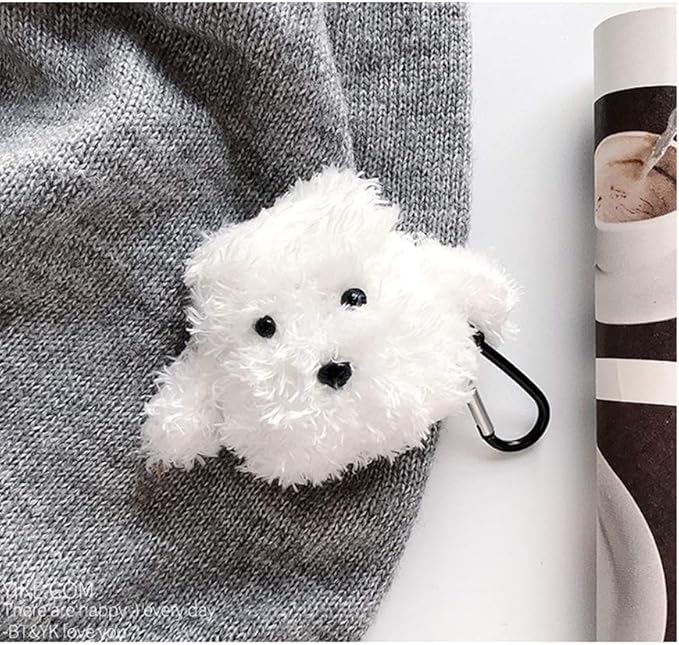 SGVAHY Furry Case for AirPods Pro 3rd Generation Funny Cute 3D Cartoon Plush Design Soft Warm Fluffy AirPod Pro 3 Cover with Keychain Kawaii Anti-Fall Protective Case Women Girls(Teddy White)