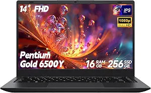 Laptop Computer, Laptop with Gold 6500Y (Beat N5095, Up to 3.4GHz), 16GB RAM 256GB SSD, 14-Inch FHD IPS Display, Bluetooth, WiFi, HDMI, Type-C PD, 38Wh Battery, Thin & Portable Laptops
