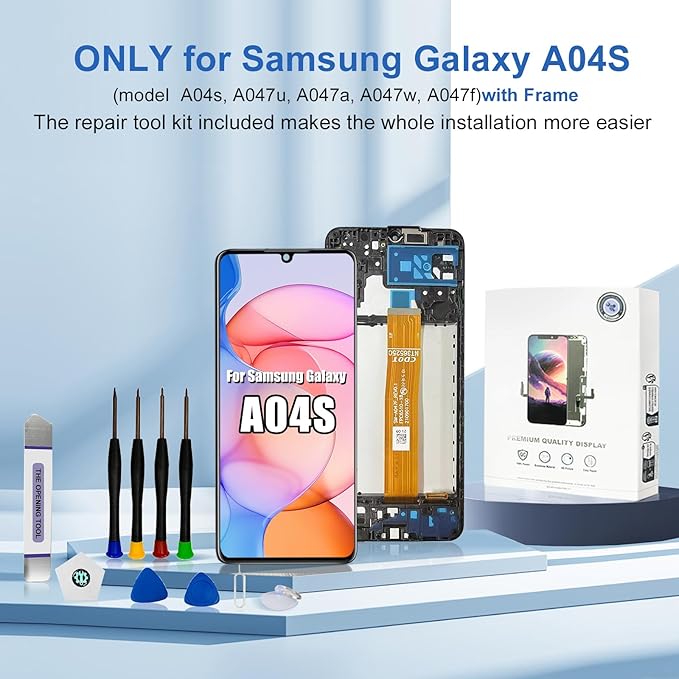 EFAITHFIX for Samsung Galaxy A04S A047 Screen Replacement with Frame 6.5 Inch LCD Display Digitizer for Samsung A047U A047A A047W A047F/DS Screen Replacement Touch Screen Assembly with Repair Tools