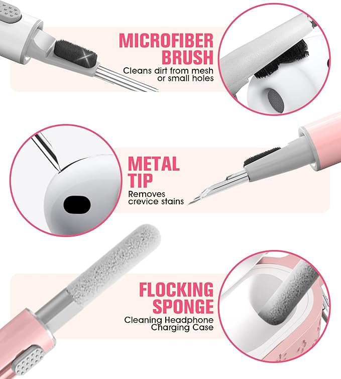 Seltureone Compatible with AirPods Pro 3 Case 2025 Cute with Cherry Blossom Keychain and Cleaning Kit, Soft Silicone Shockproof Flower Engraved Cover Compatible with AirPod Pro 3 Case Cover - Pink