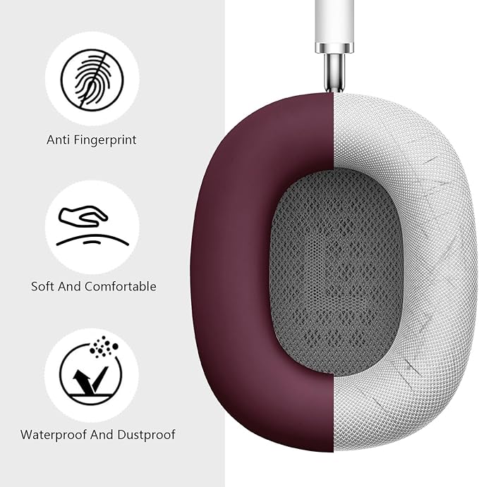 Filoto Case for Airpods Max Headphones,Ear Pad Case Cover/Ear Cups Co ver/Headband for AirPods Max(USB-C/Lightning)(2024/2020),Silicone for Apple Airpod Max,Accessories Cases(Burgundy)