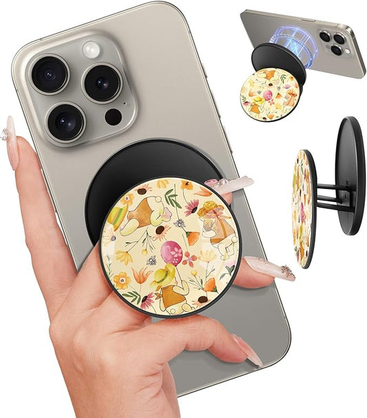 Kidcube Magnetic Phone Grip Compatible with Magsafe - Cell Phone Grip Stand Magnetic Ring Holder Finger Kickstand for iPhone 17 16 15 14 13 12 Series Magnet Removable Accessories Cute Cartoon Bear