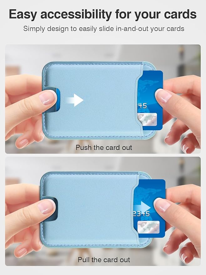 TopMade for Magsafe Wallet, Strongest Magnetic Card Holder for iPhone 17, iPhone 16/15/14/13/12 Series, Leather Magnetic Phone Wallet with Powerful Magnets, RFID Blocking, Fit 4 Cards, White Ice