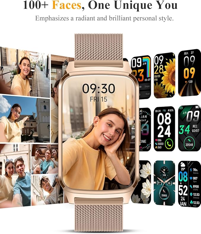 Fitness Tracker Watch for Women Men, Step Counter Compatible with iPhone Android, IP68 Waterproof Activity Tracker with Sleep Monitor, 110+ Sports Pedometer (Minimalist, Duskgold, 1.57)