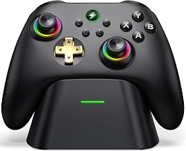 Wireless PC Gaming Controller - Hall Effect Joystick - No Drift, 2.4G & Wired 1000Hz Polling Rate, Remappable Buttons, Turbo & Vibration, Bluetooth Gamepad for PC/Switch/iOS/Android with Charging Dock