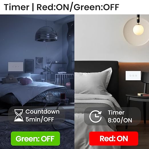 Smart Dimmer Switch Neutral Wire Required, 2.4GHz WiFi Dimmer Light Switch with Remote Voice Control, Tempered Glass Panel, Compatible with Alexa and Google Home, White WiFi Dimmer