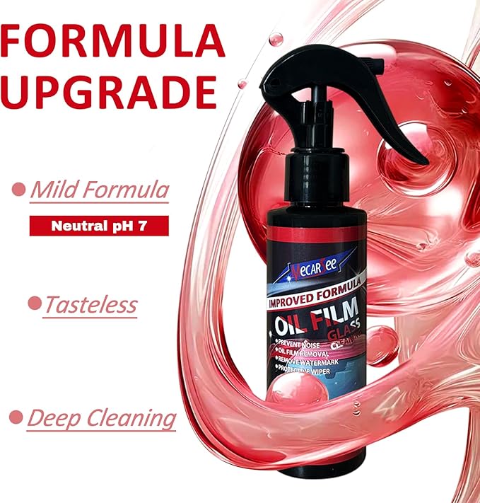 Windshield Oil Film Remover Spray, Anti-Fog & Hydrophobic Rain Repellent, Effortlessly Removes Stubborn Grease, Water Spots, Road Grime, for Car Glass Interior and Exterior