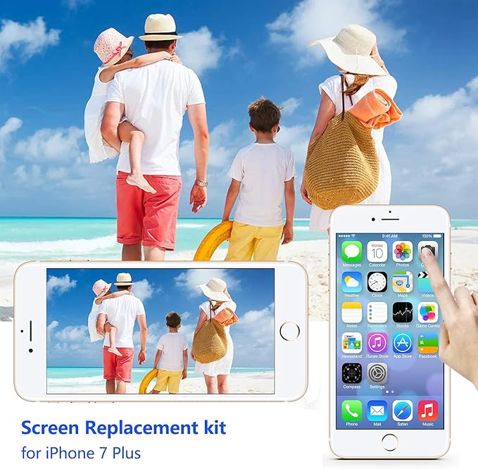 for iPhone 7 Plus Screen Replacement 5.5 Inch White, Diykitpl 3D Touch LCD Screen Digitizer Replacement for A1661,A1784,A1785, with Repair Tools Kit+Magnetic Screw Mats+Screen Protector
