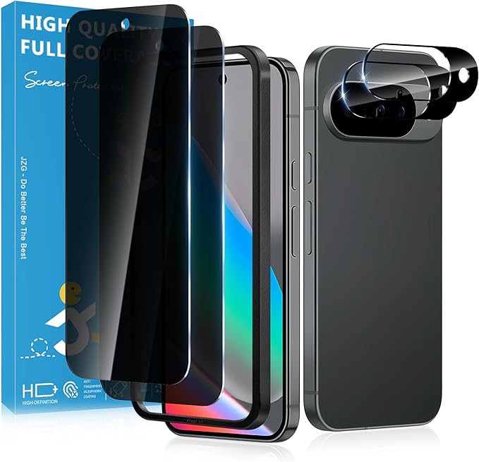 2 Pack for Google Pixel 10 Privacy Screen Protector, 2 Pack Camera Protector, Fingerprint Compatible, Anti Spy, 9H Hardness Glass for Google Pixel 10