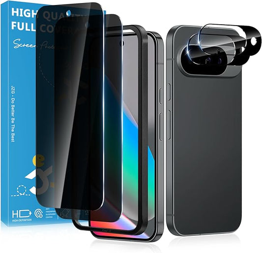 2 Pack for Google Pixel 10 Privacy Screen Protector, 2 Pack Camera Protector, Fingerprint Compatible, Anti Spy, 9H Hardness Glass for Google Pixel 10
