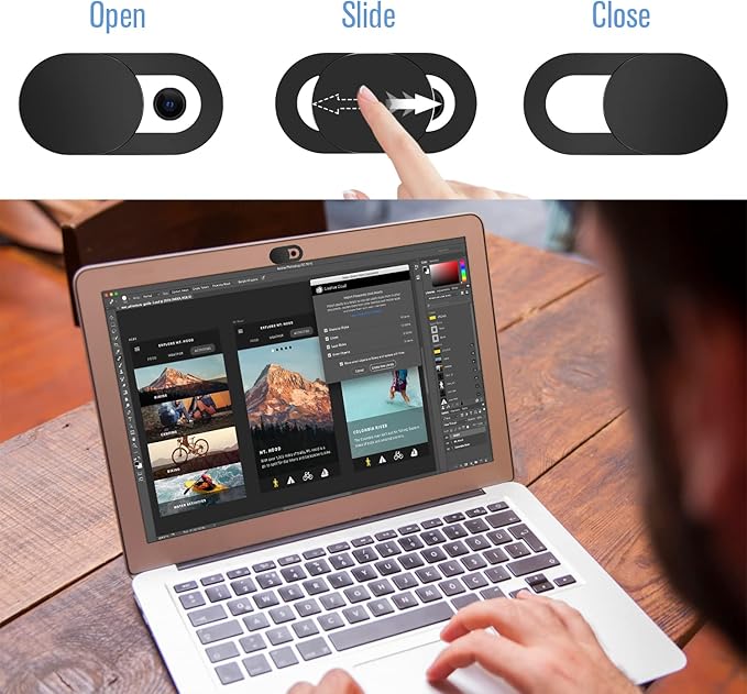 Laptop Camera Cover Slide, [8 Pack] Ultra-Thin Webcam Cover Compatible with Camera for MacBook,Laptop,PC,Computer,iMac,iPad. 0.022in Thick Web Blocker Protect Your Privacy and Security