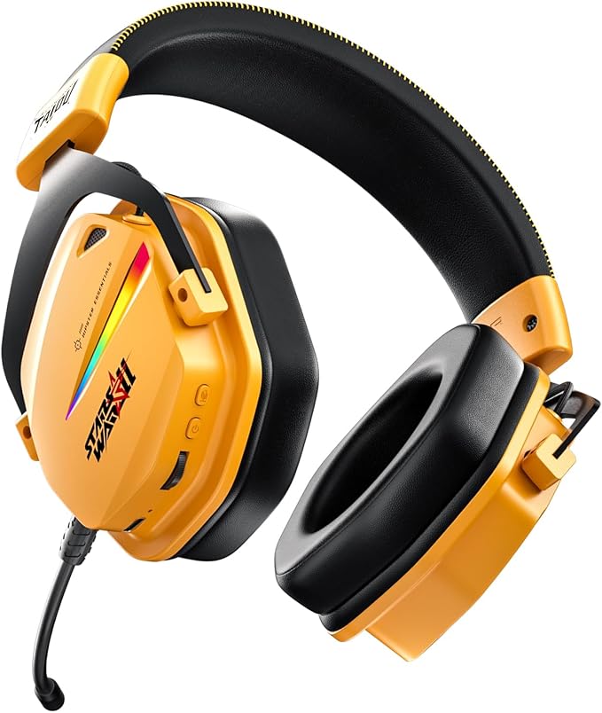 THS326 Wireless Gaming Headset 7.1 Surround Sound for PS5 PS4 PC Switch TOPSPEED Gaming Headphones, Noise Canceling Mic, 250Hr Battery, Low 15ms Latency, Lightweight, BT 5.3 FPS Games (Orange)