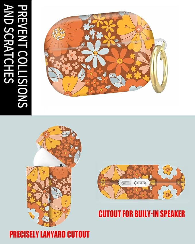 Compatible with Airpod Pro 2nd/1st Generation,Full Protection Cover for Women,Accessories Hard Case Portable & Shockproof for Airpod Pro 2nd Charging Case 2023/2022/2019(Bohemian Summer Bouquet)