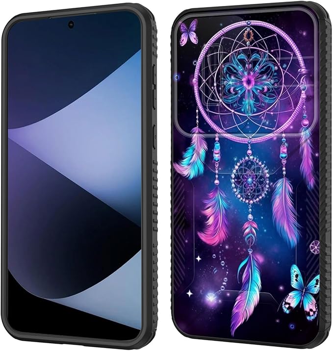 for Galaxy A35 5G Case Built in Slide Camera Lens Cover,Heavy Duty Shockproof Protection Dual Layer Case for Samsung Galaxy A35 5G 6.6 inch 2024,Butterfly Dream Catcher