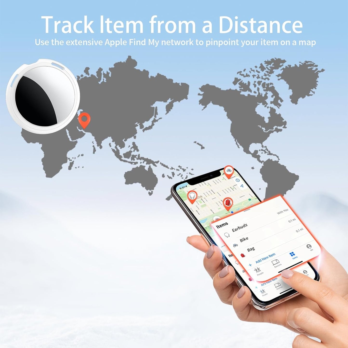 Bluetooth Item Tracker Tags, 2-Pack — Worldwide Tracking, No Monthly Fee